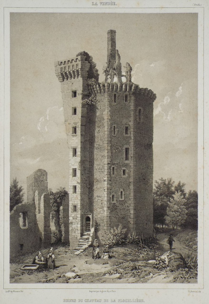 Lithograph - Ruines du Chateau de la Floceliere. - Benoist